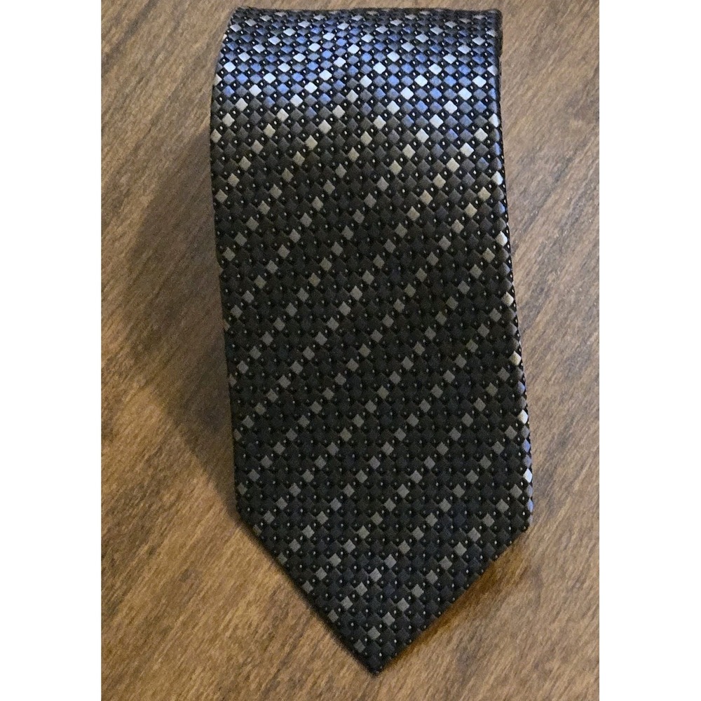 Sean John 100%โ Men's Silk Neck Tie Silver Navy Blue Slate Classic 3" x 60"
